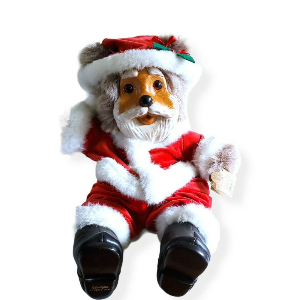 Robert Raikes Santa Bear Wooden Face Santa Suit